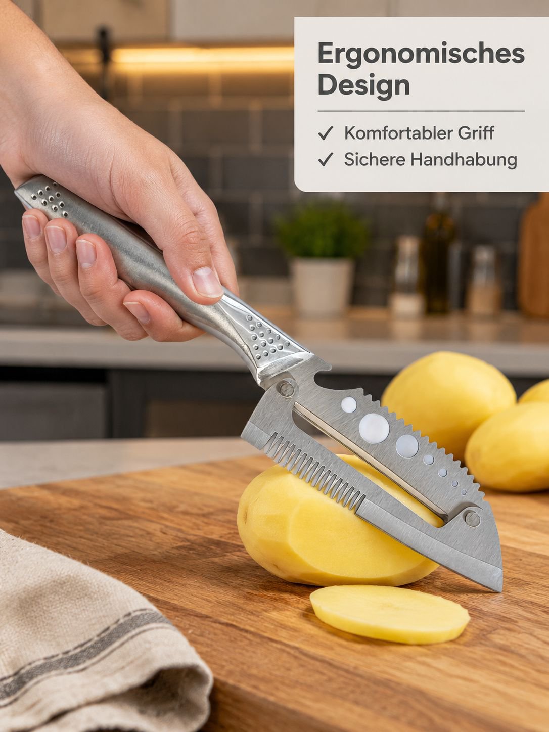 Multifunktionaler dicker Edelstahl-Schäler für Zuckerrohr und Kartoffeln, Haushalts-Küchenhelfer