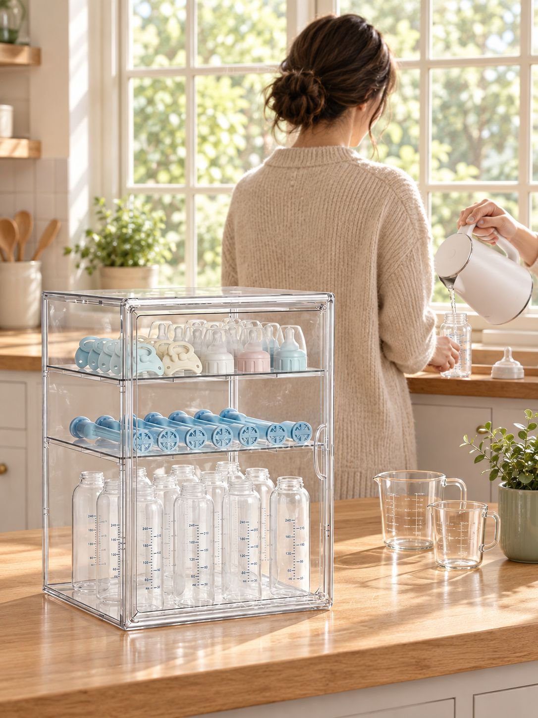 Rangement hygiénique anti-poussière pour biberons propres et accessoires bébé