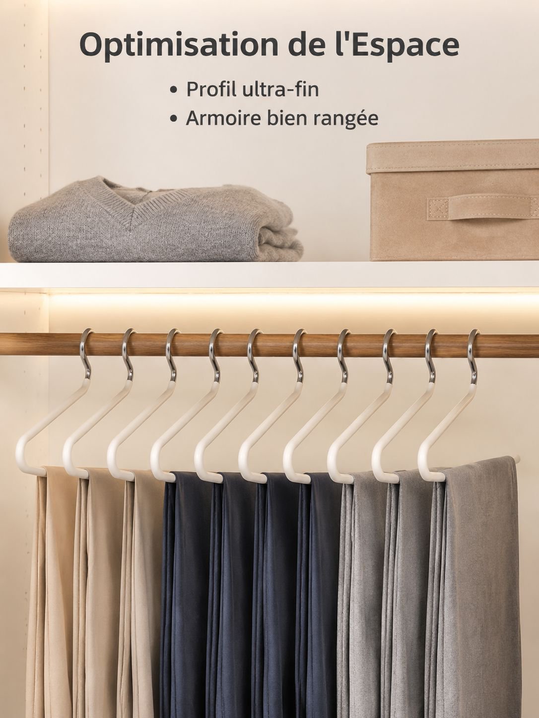 Cintre antidérapant épaissi en acier inoxydable pour usage domestique