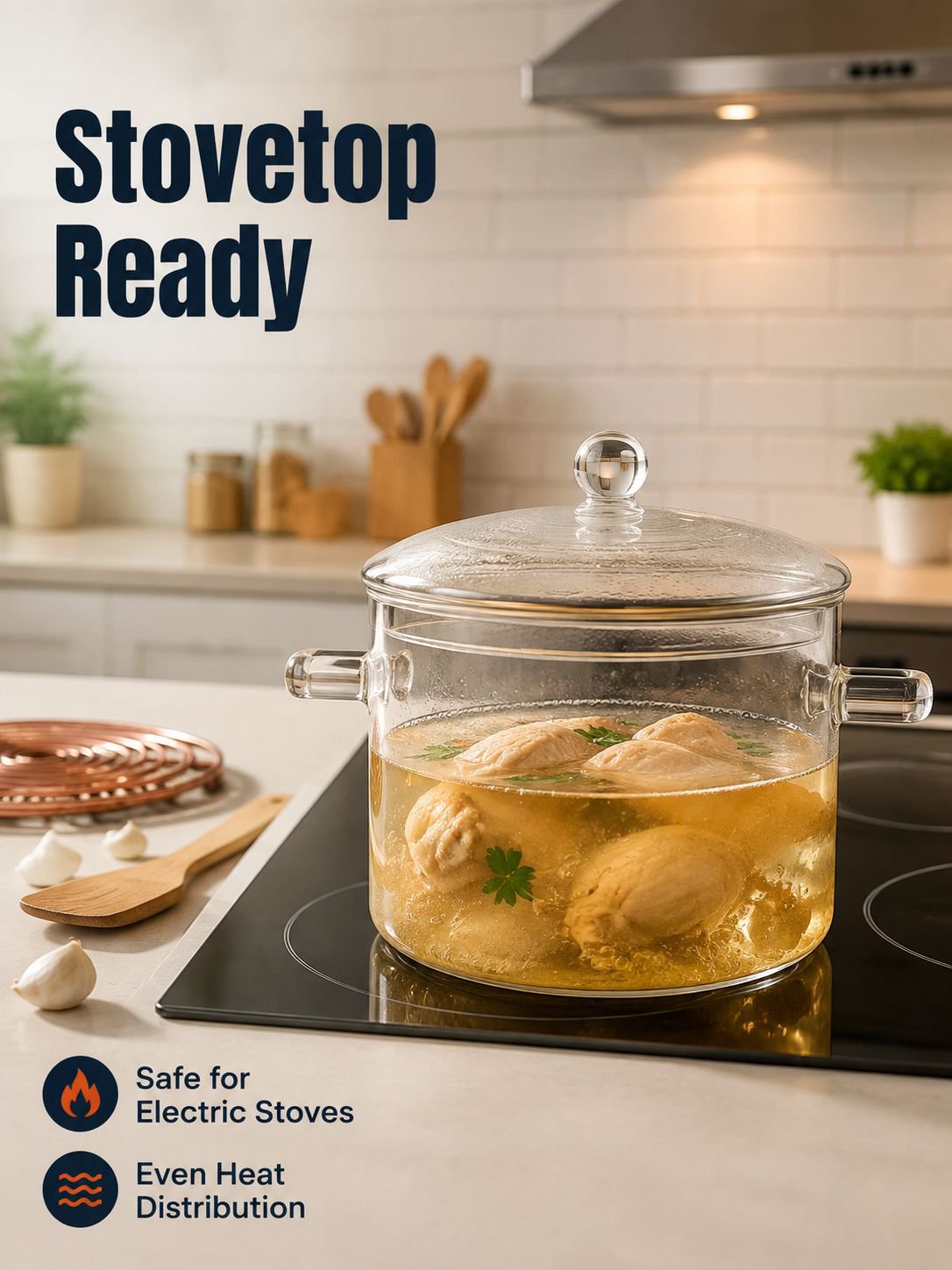 Family soup pot with lid