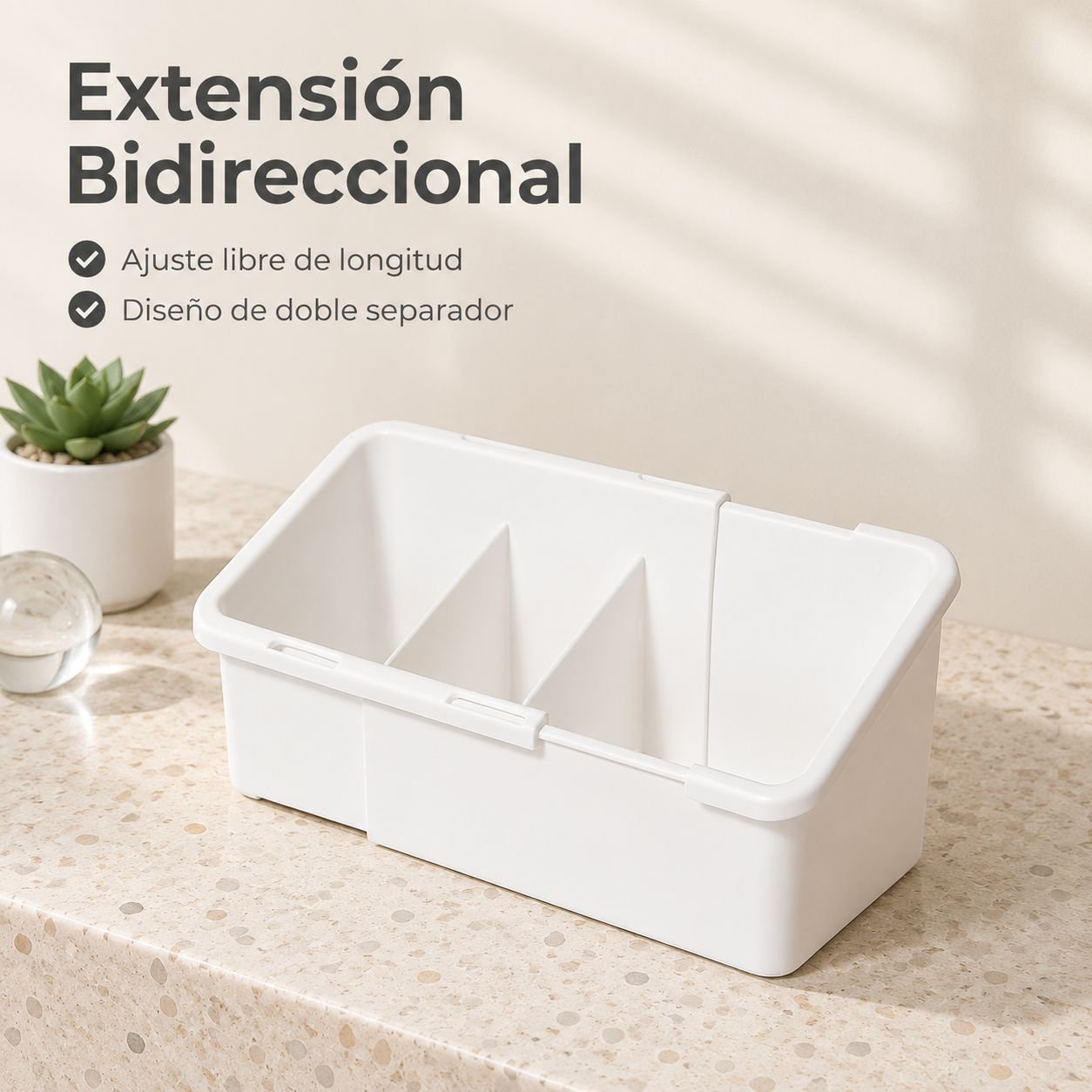 Caja organizadora de escritorio multifuncional extensible con compartimentos