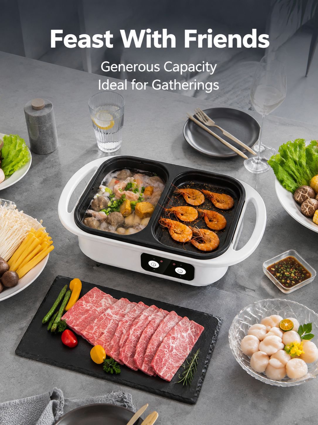 Multi-Functional Hot Pot and Grill Combo