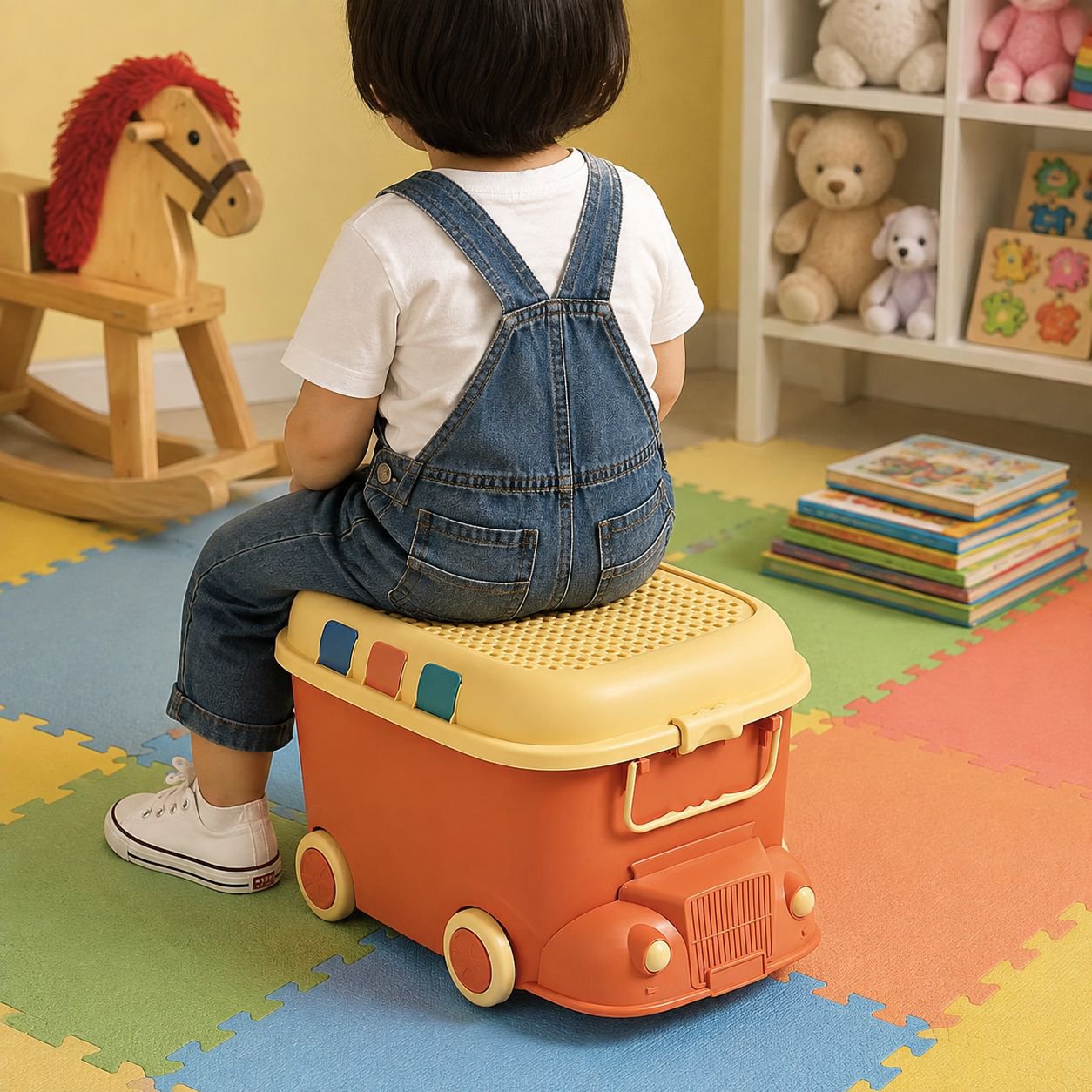 Caja de almacenamiento de juguetes locomotora, caja de almacenamiento para el hogar, caja de almacen