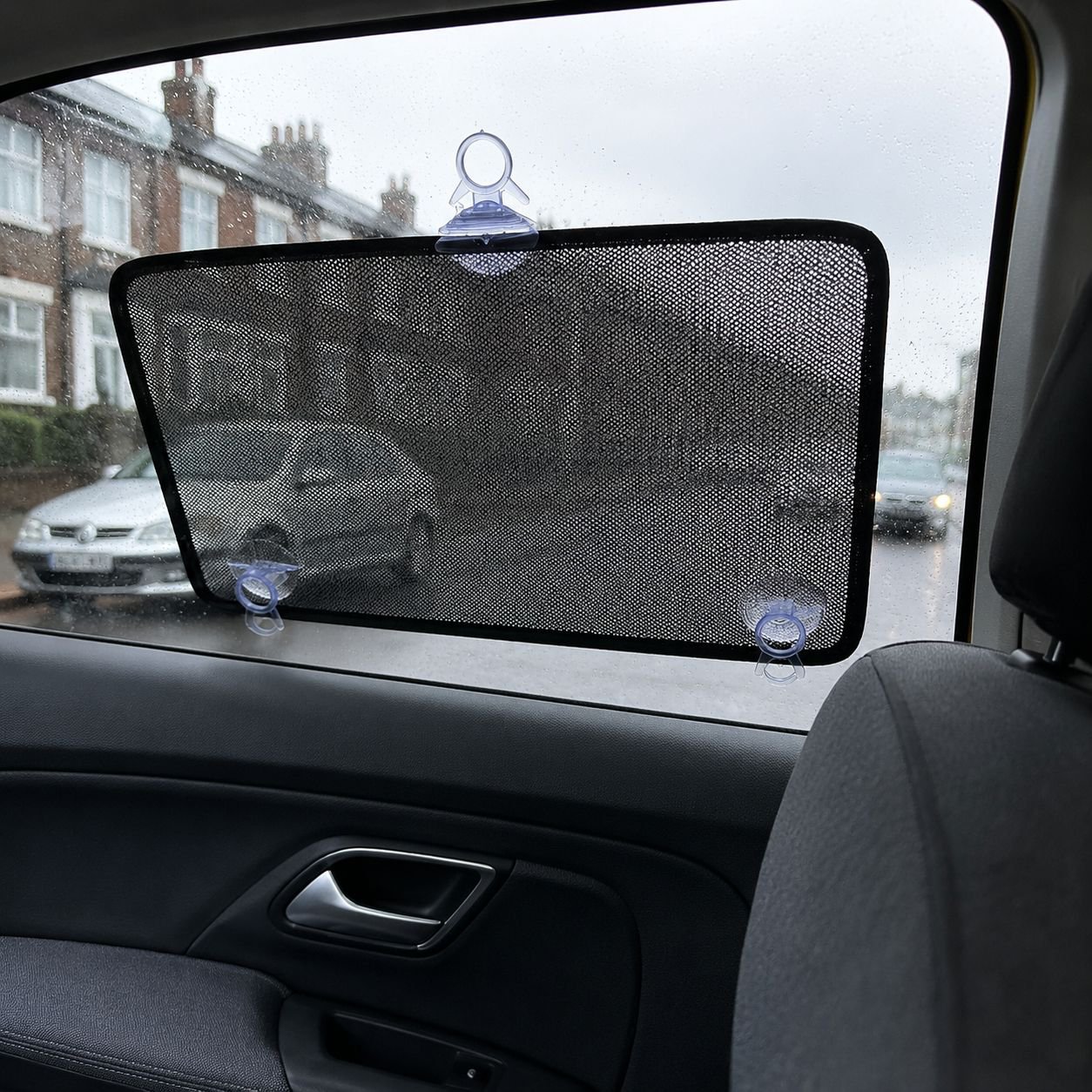Close-up of dovetail design car curtain suction cup