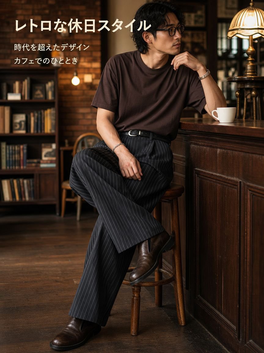 レトロストレートストライプスーツパンツ