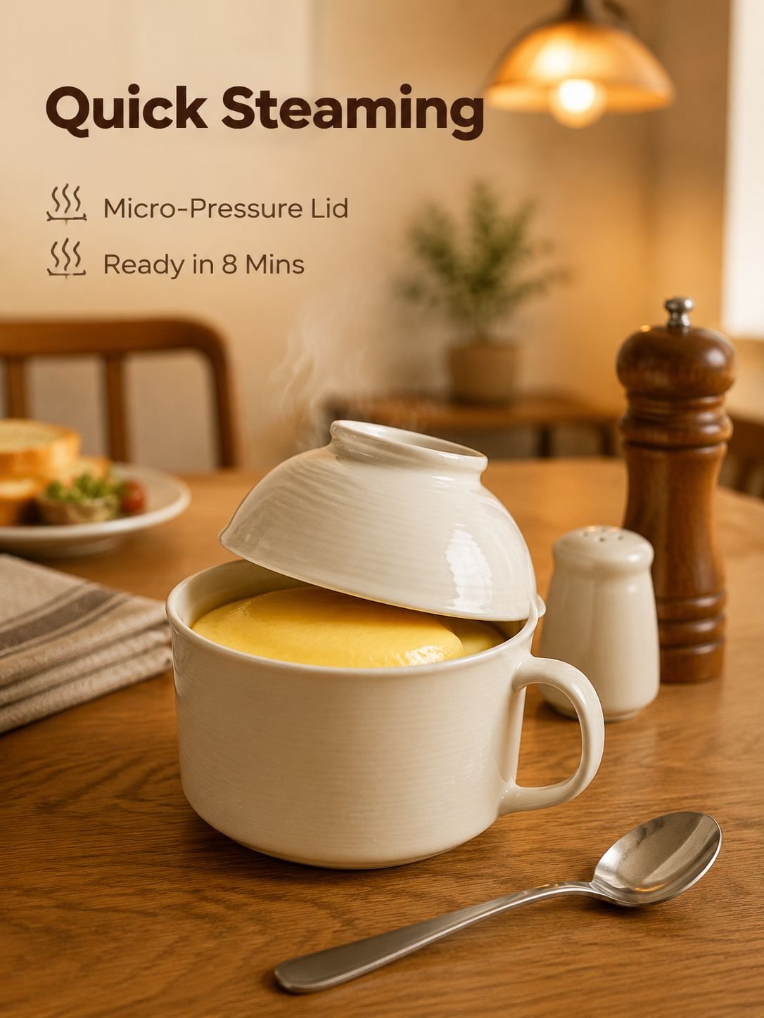 1200°C Micro-Pressure White Ceramic Steaming Cup