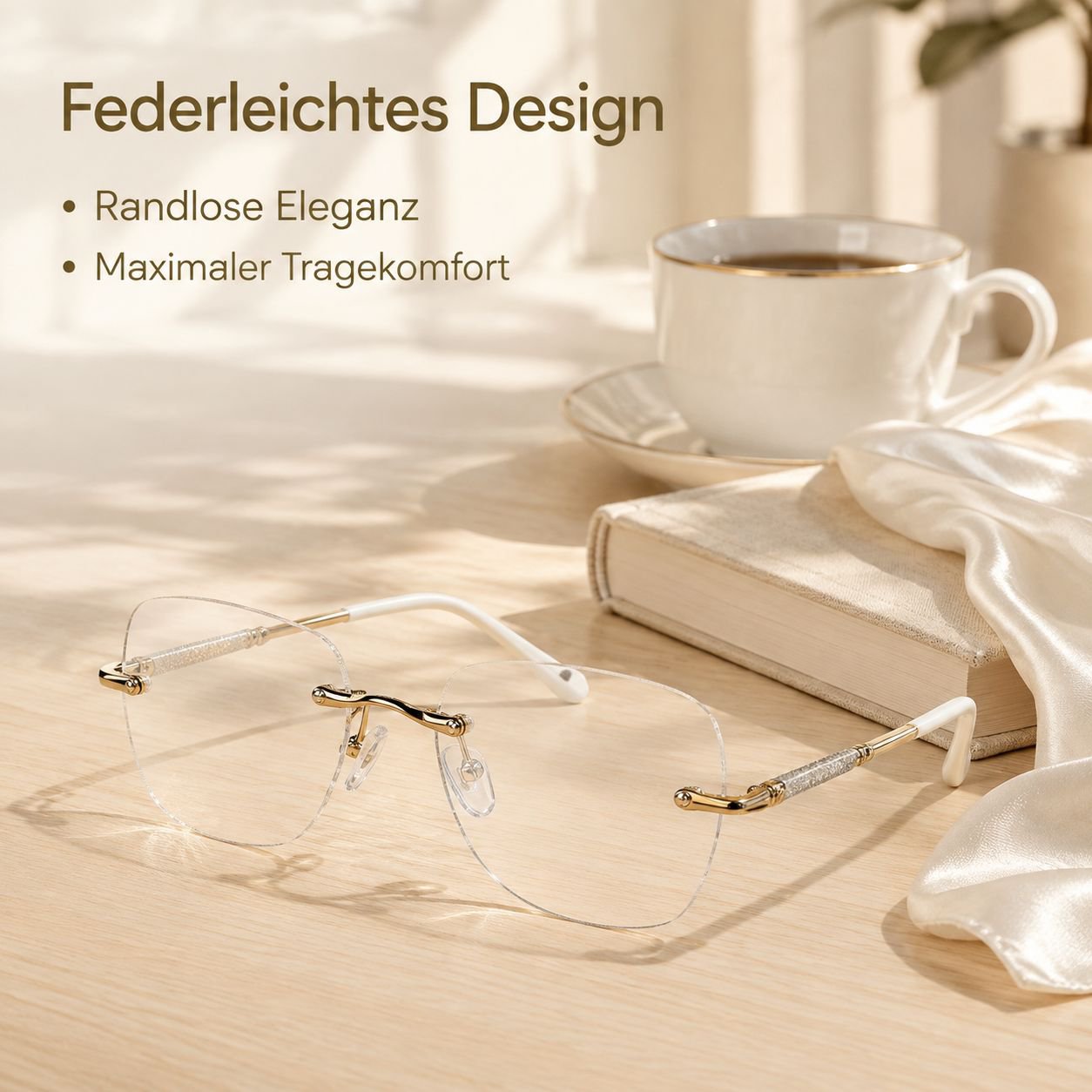 Hochwertige, rahmenlose Damen-Lesebrille