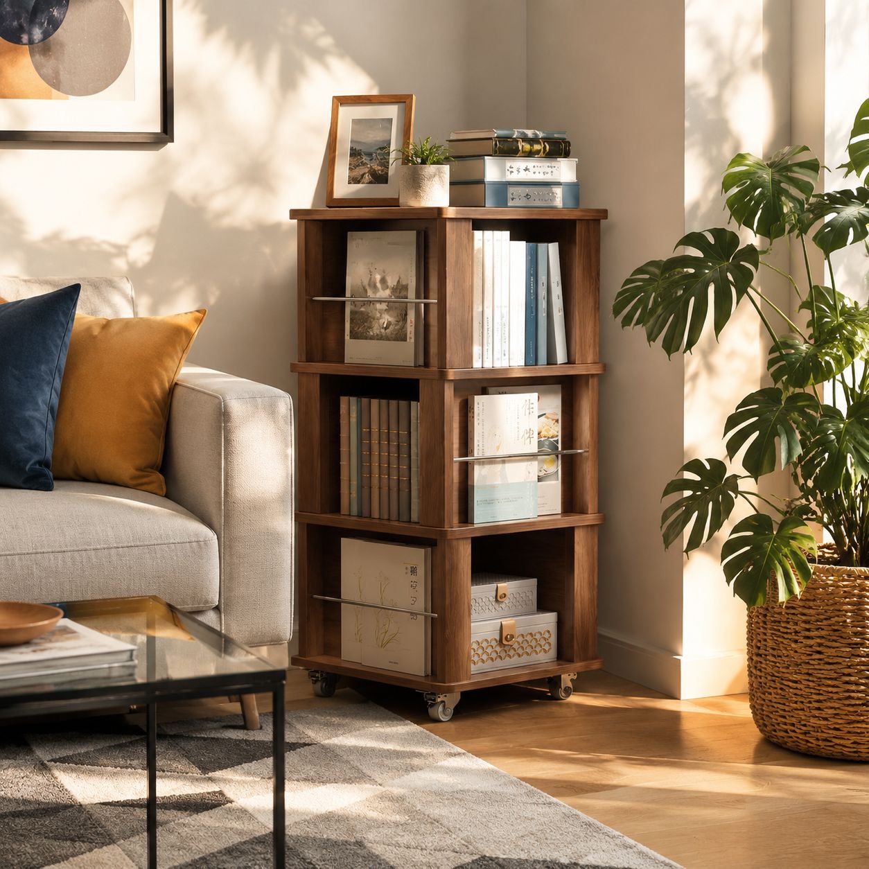 Second-hand Rotatable Magazine Stand Movable Children's Bookshelf for Living Room