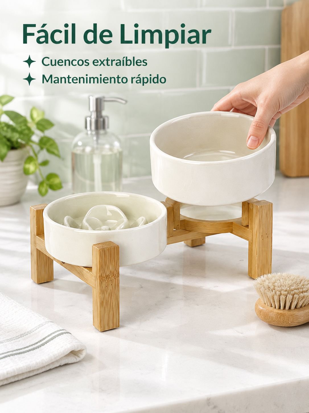 Cuenco de agua minimalista para mascotas de color liso