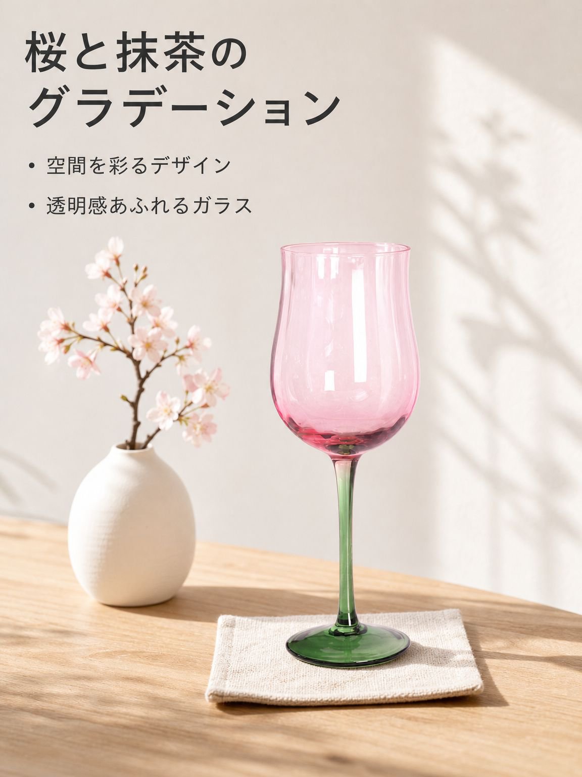 人工のピンクとグリーンのガラス