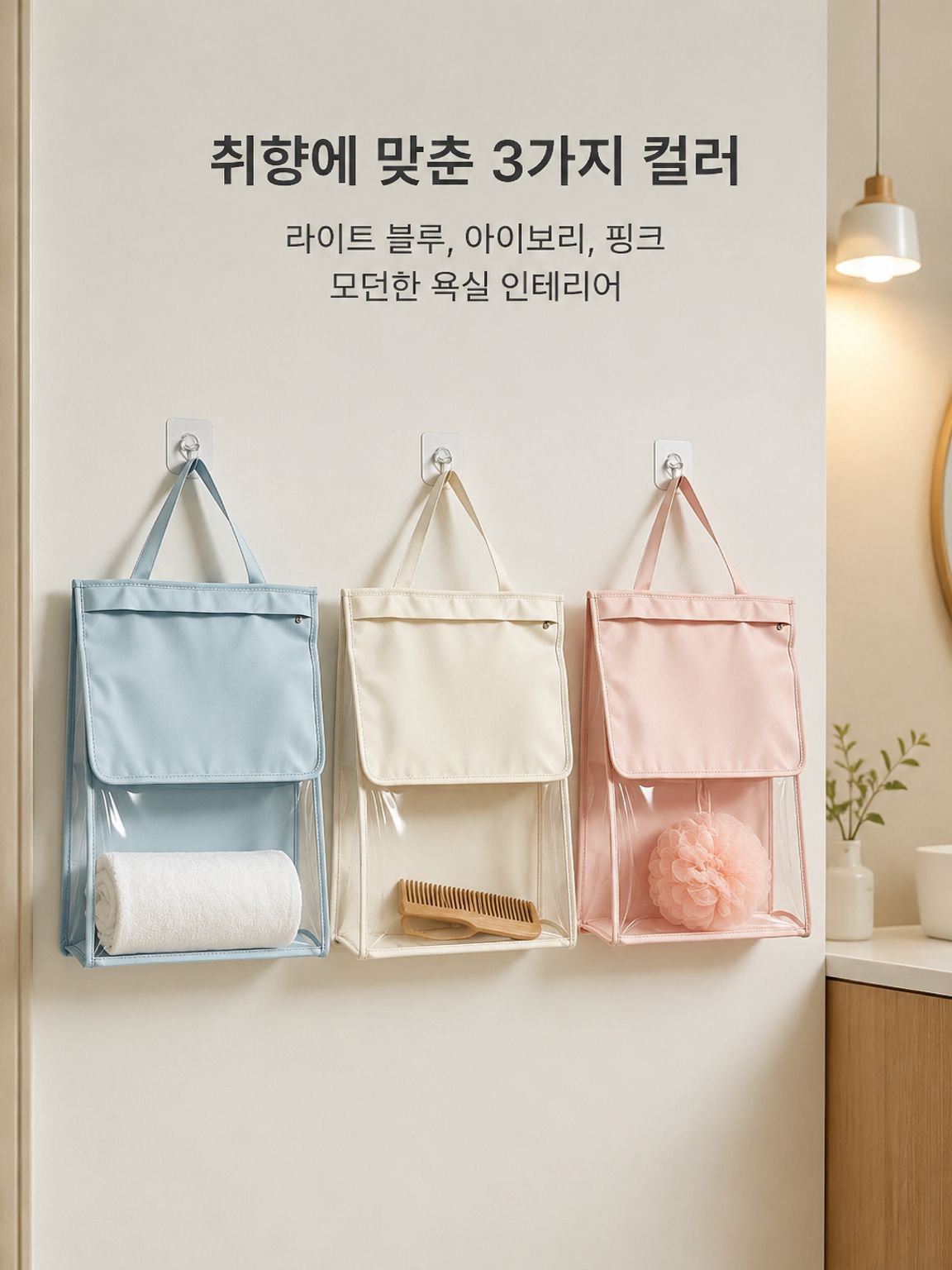욕실 방수 걸이형 수납 주머니