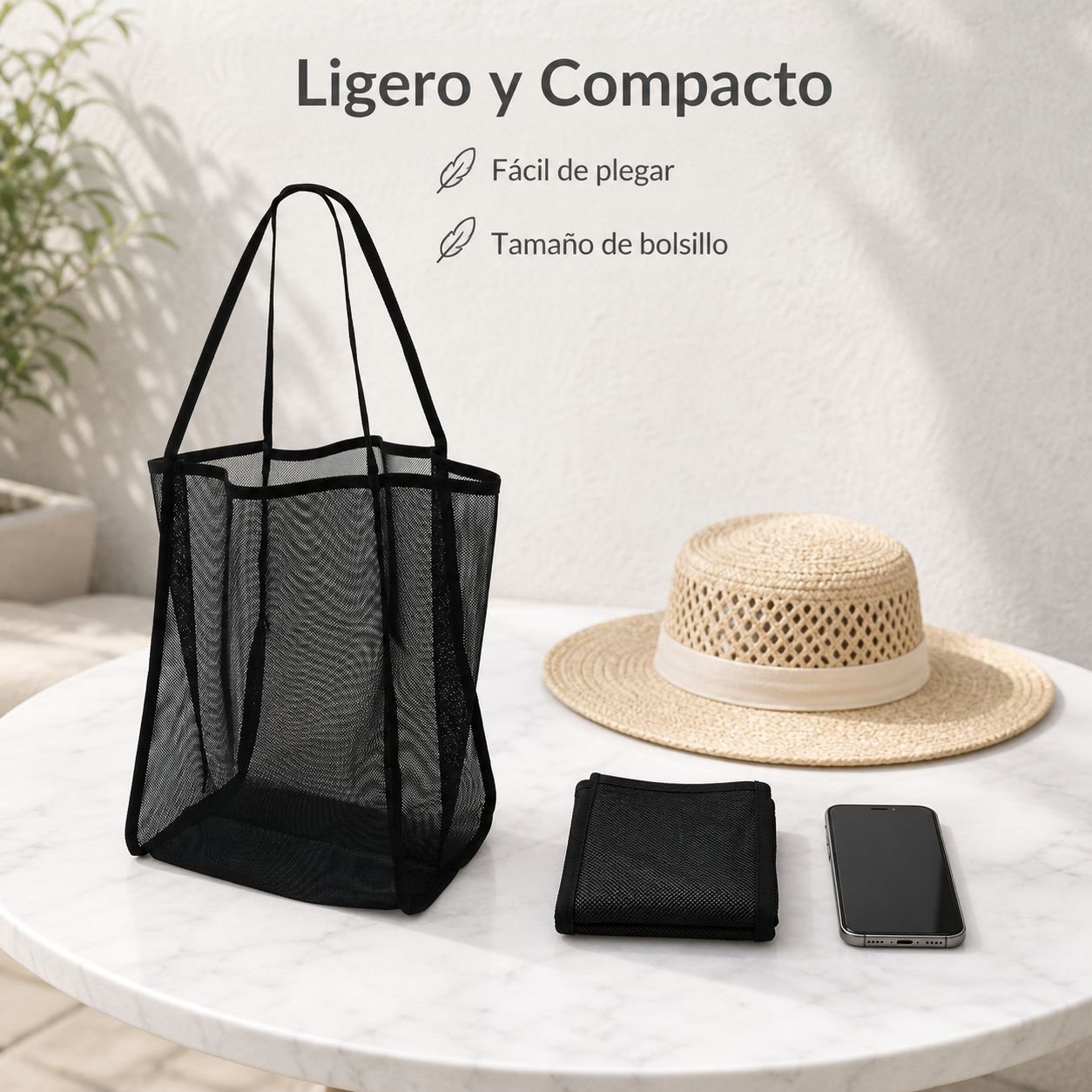 Bolsa de playa portátil de malla para llevar al hombro