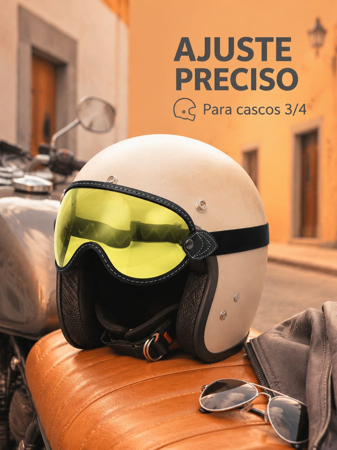 Gafas de burbuja UV para motocicleta, gafas retro antiviento para casco 3/4, protección solar