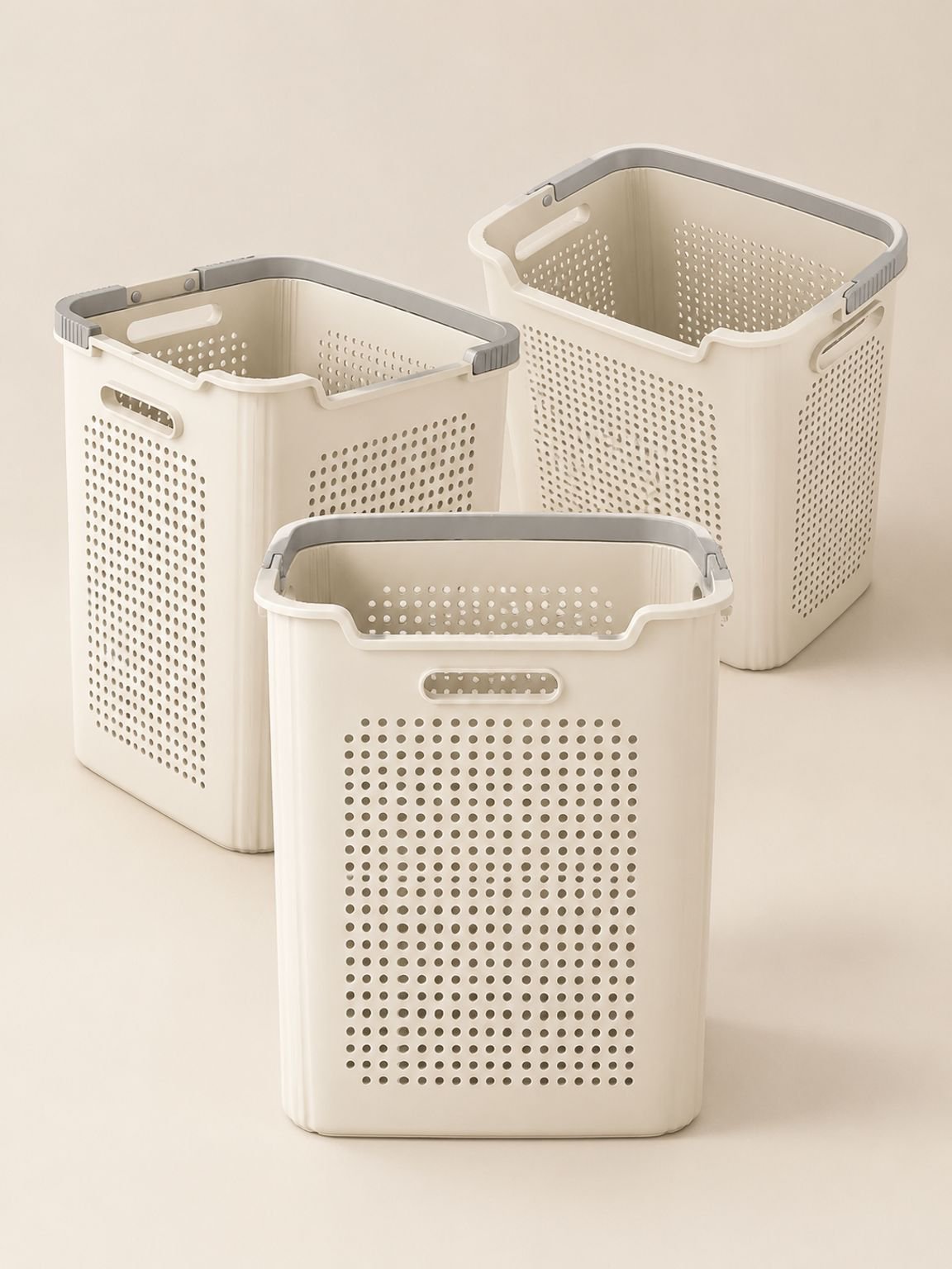 Panier à linge blanc crème pratique et esthétique