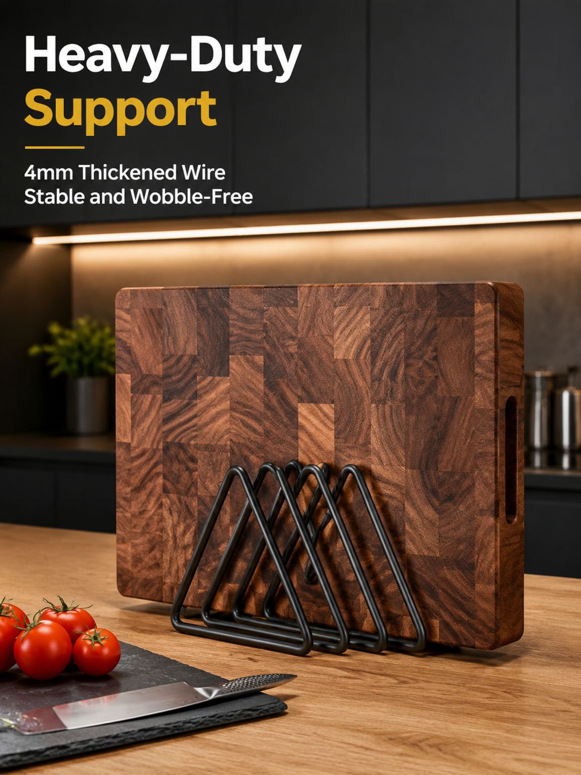 Iron tabletop cutting board rack, metal cutting board storage rack, kitchen-specific vertical cuttin