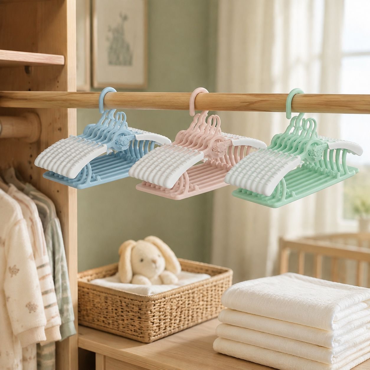 Infant Special Hanger Adjustable Solid Wood Sliding Household Hanger