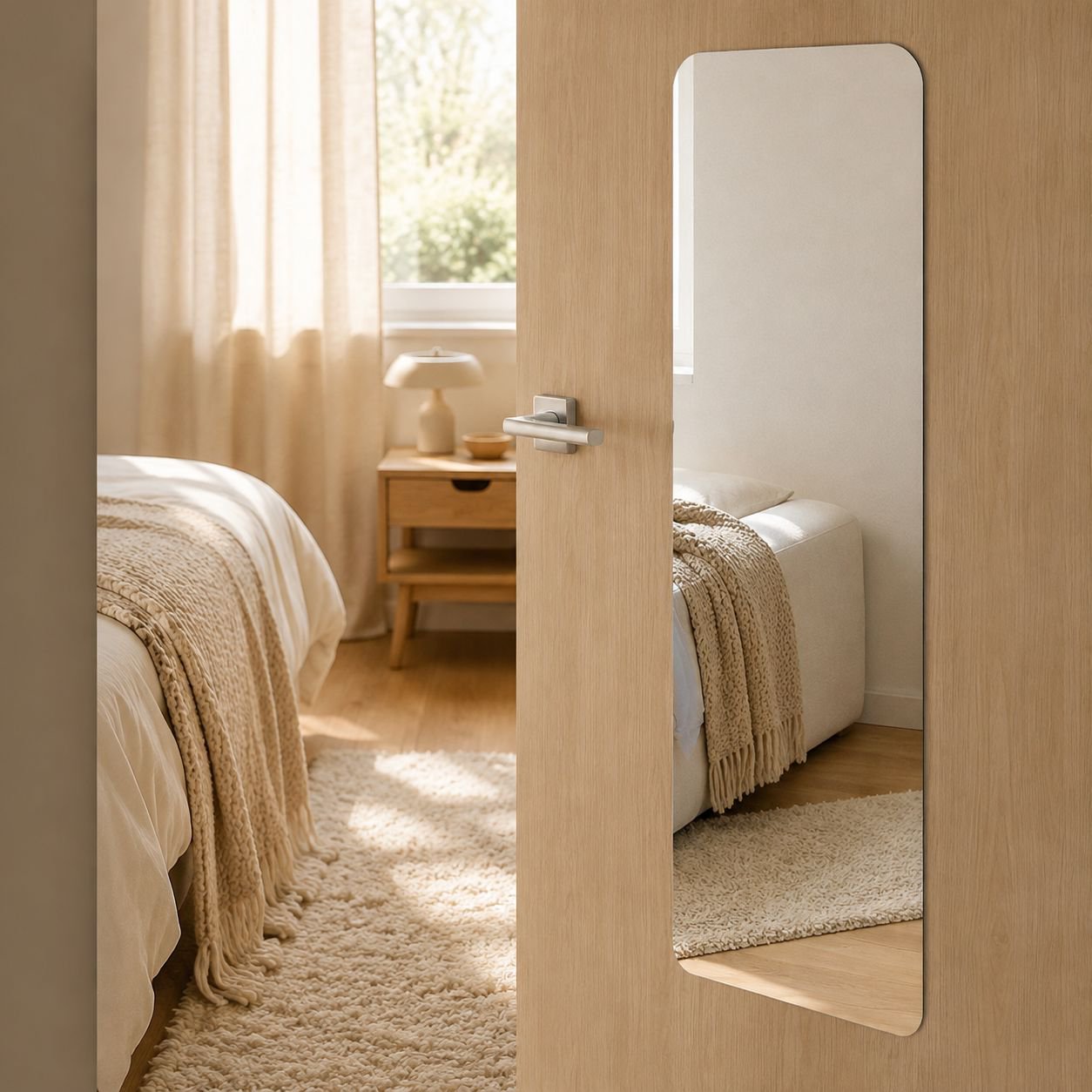DIY installation of fullbody self-adhesive mirror sticker