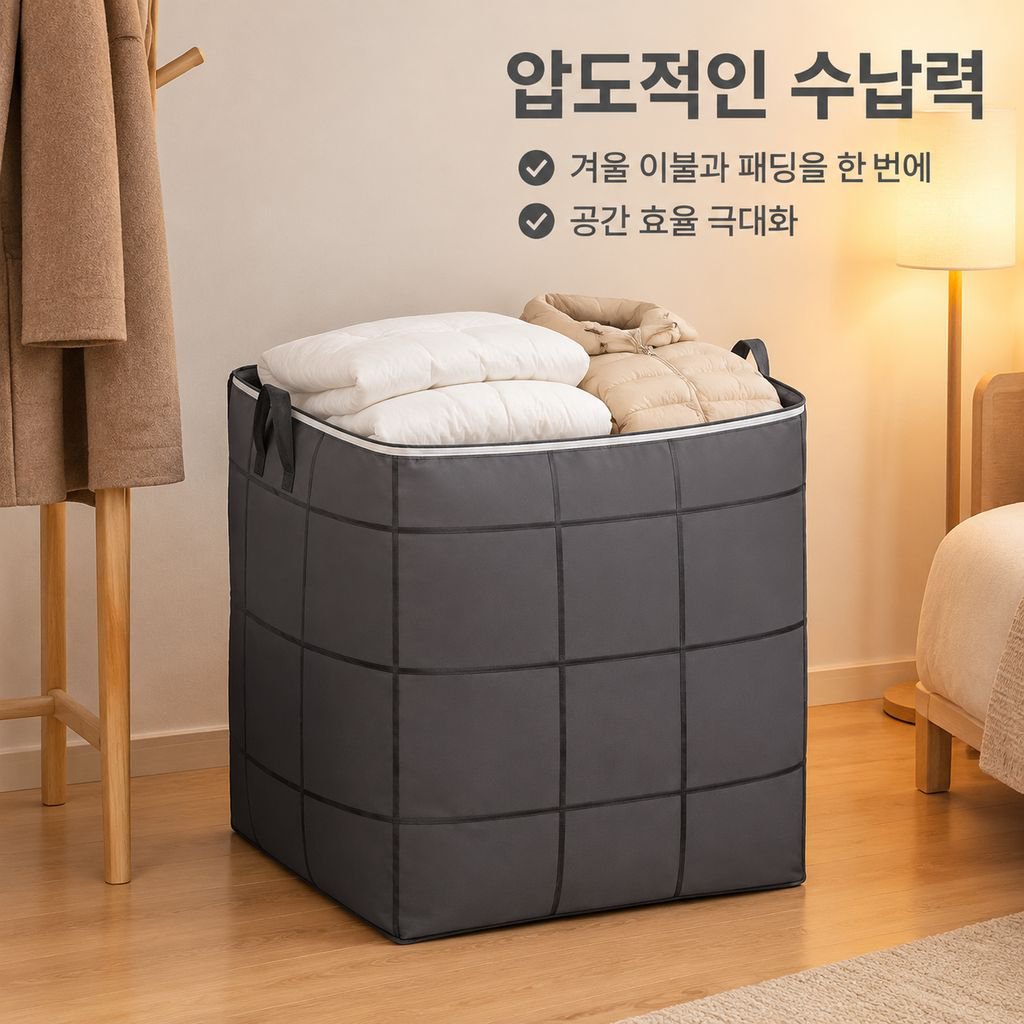 대용량 두꺼운 의류 및 이불 정리 및 보관 가방