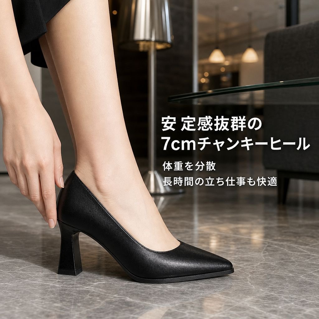 通気性の良い浅口パンプス レディース快適ハイヒール