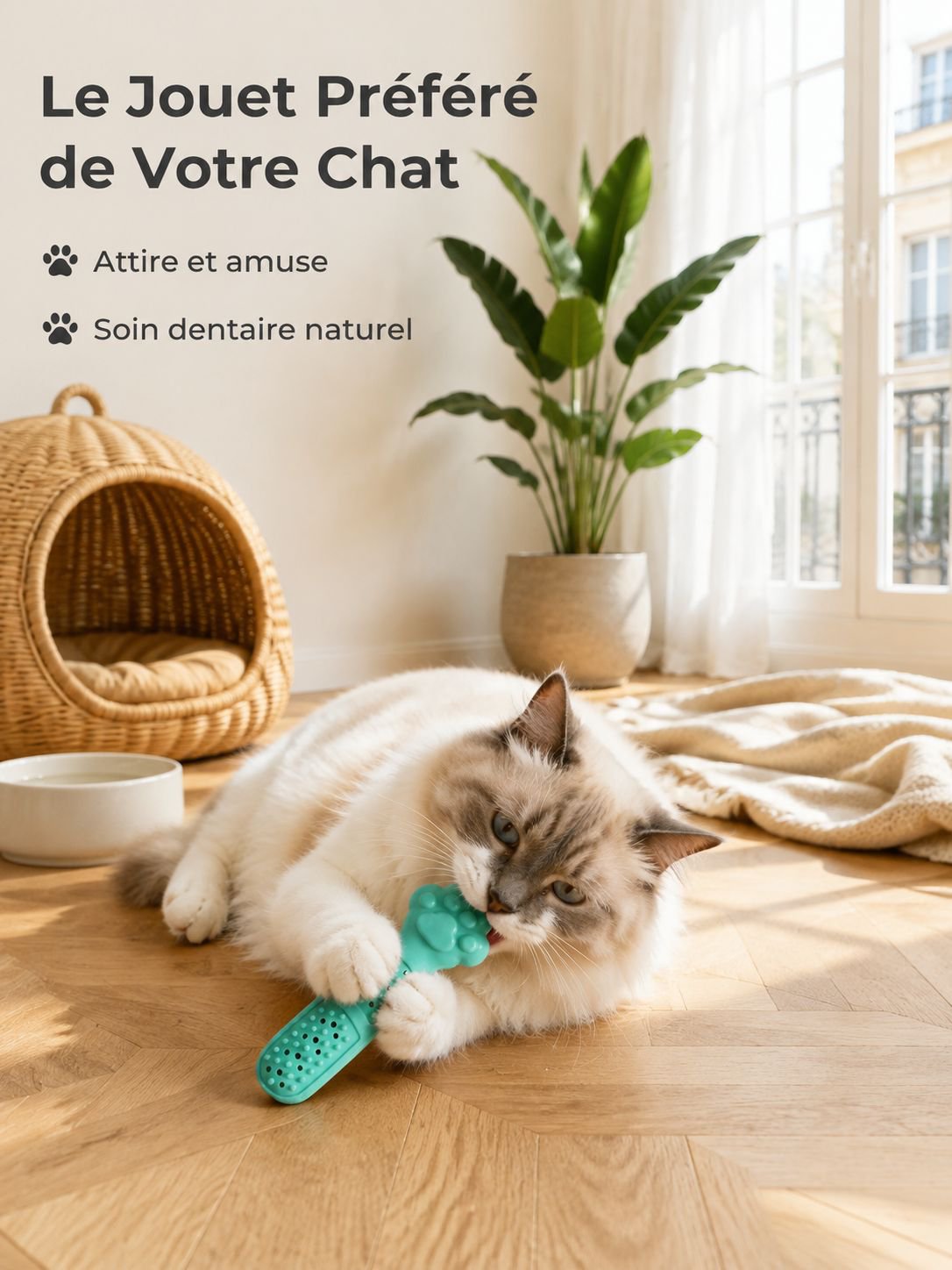 Jouet nettoyant pour dents avec herbe à chat