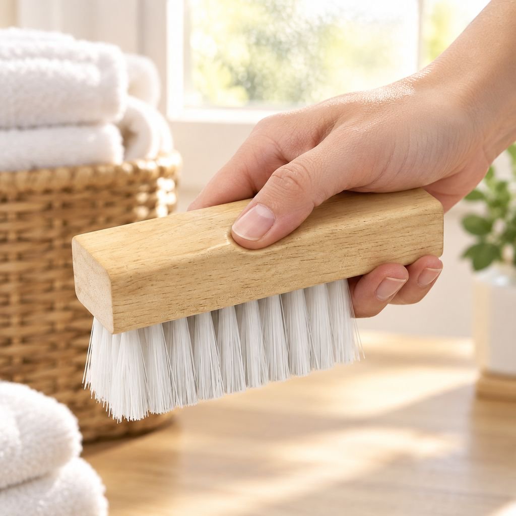 Multi-purpose natural wood shoe brush for cleaning