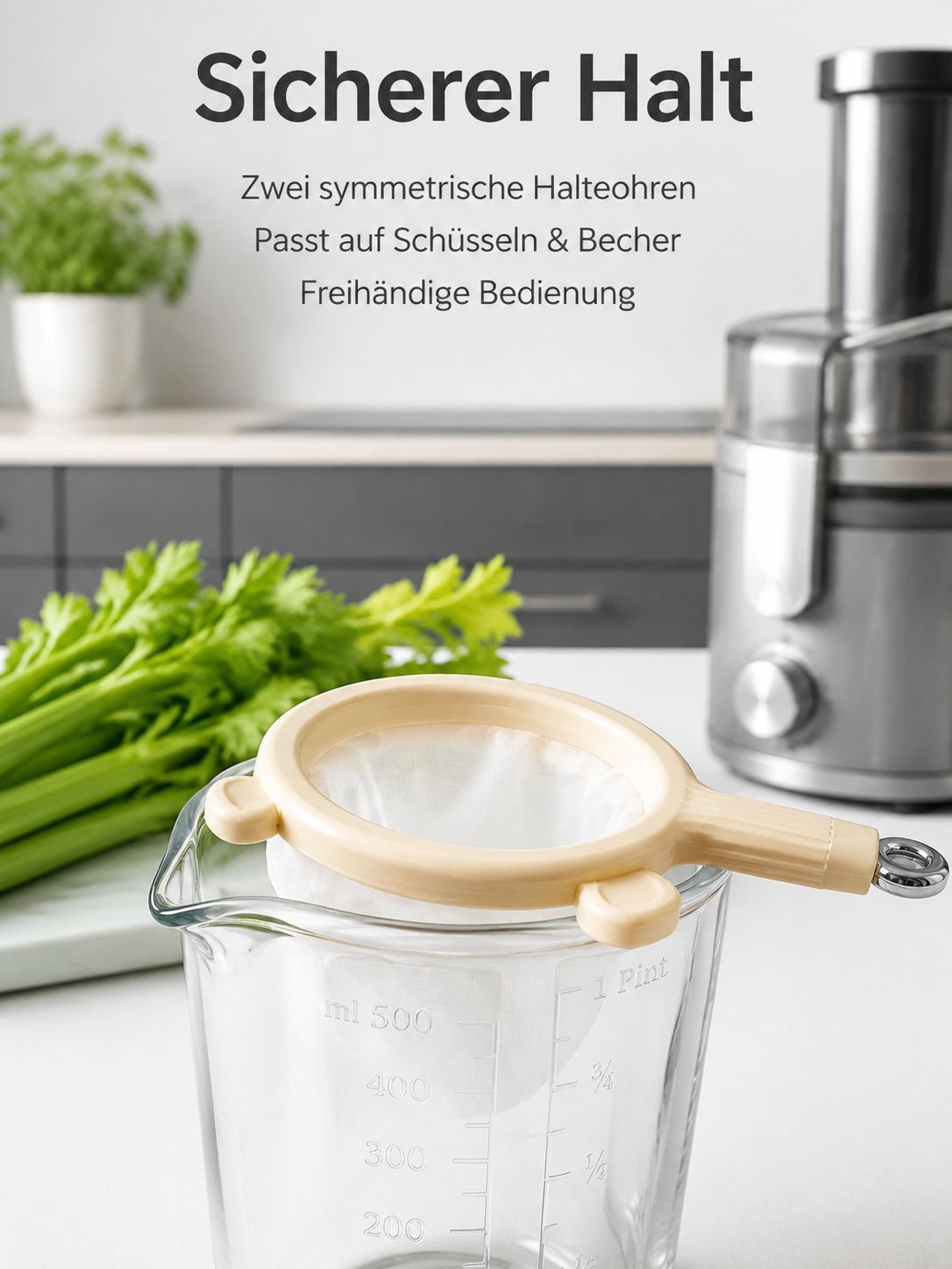 Multifunktionales Saft- und Küchensieb