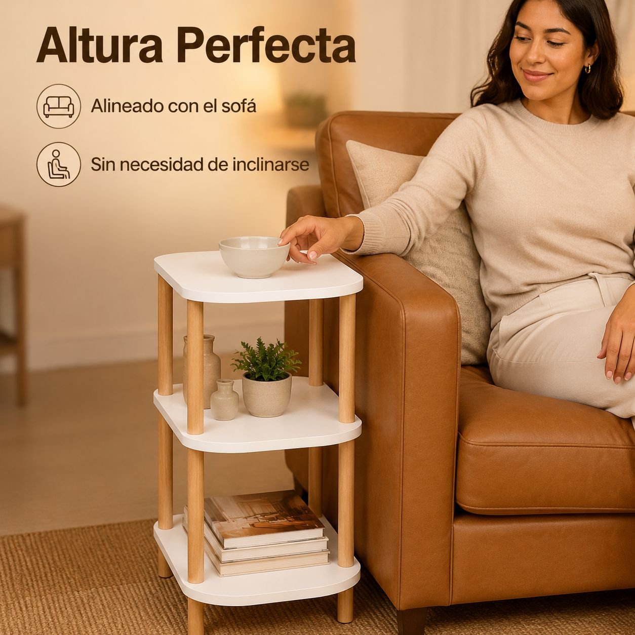Mesa auxiliar móvil de tres niveles