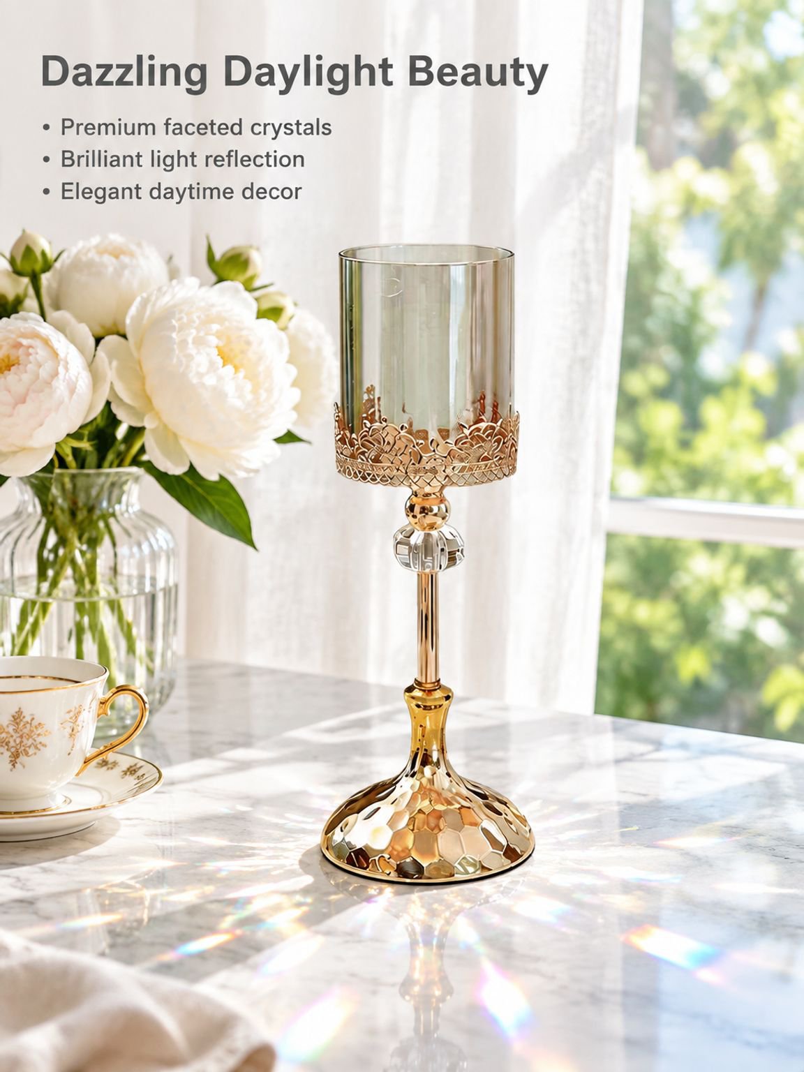 Gold candle holder decoration for festive celebration tables