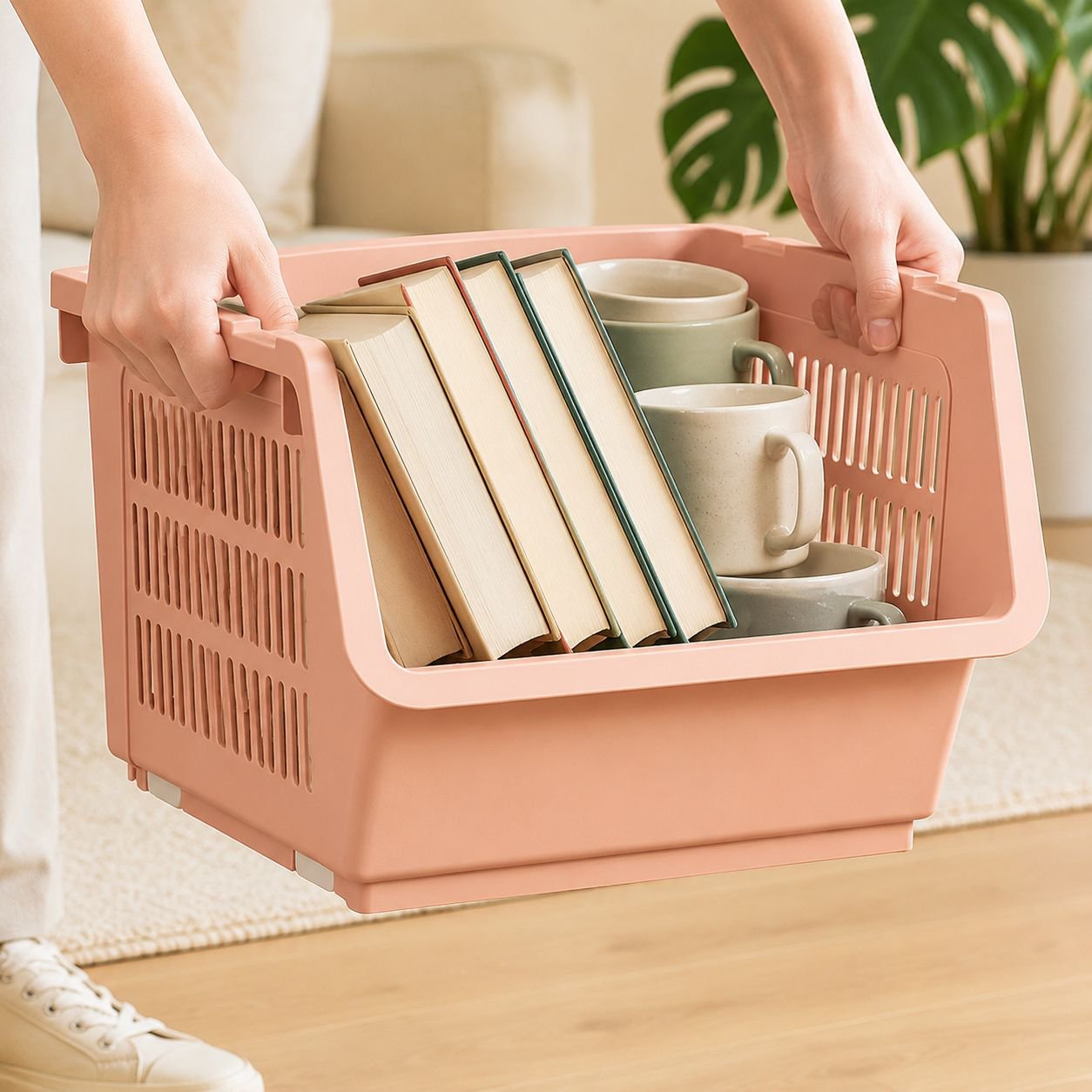 Large capacity floor storage basket