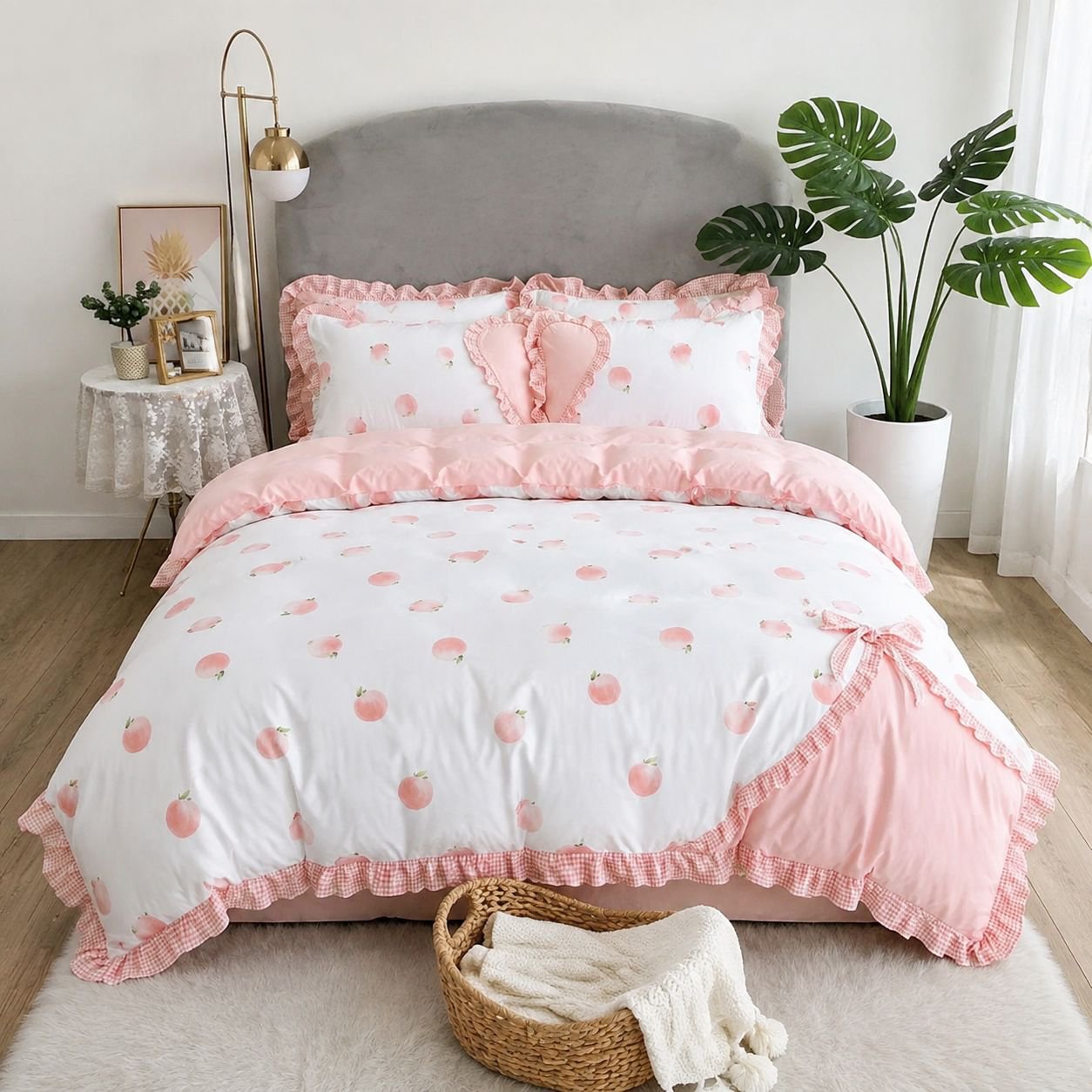 4-Piece All-Season Double Bed Set with Girly Lace Details