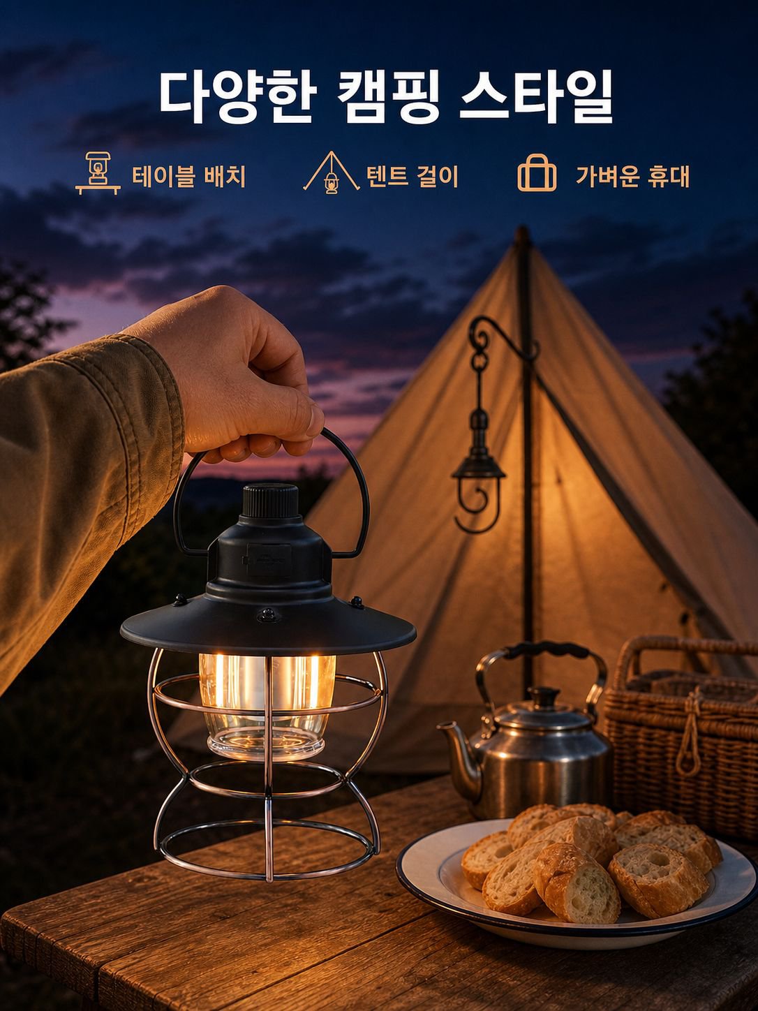 야외 캠핑용 레트로 랜턴