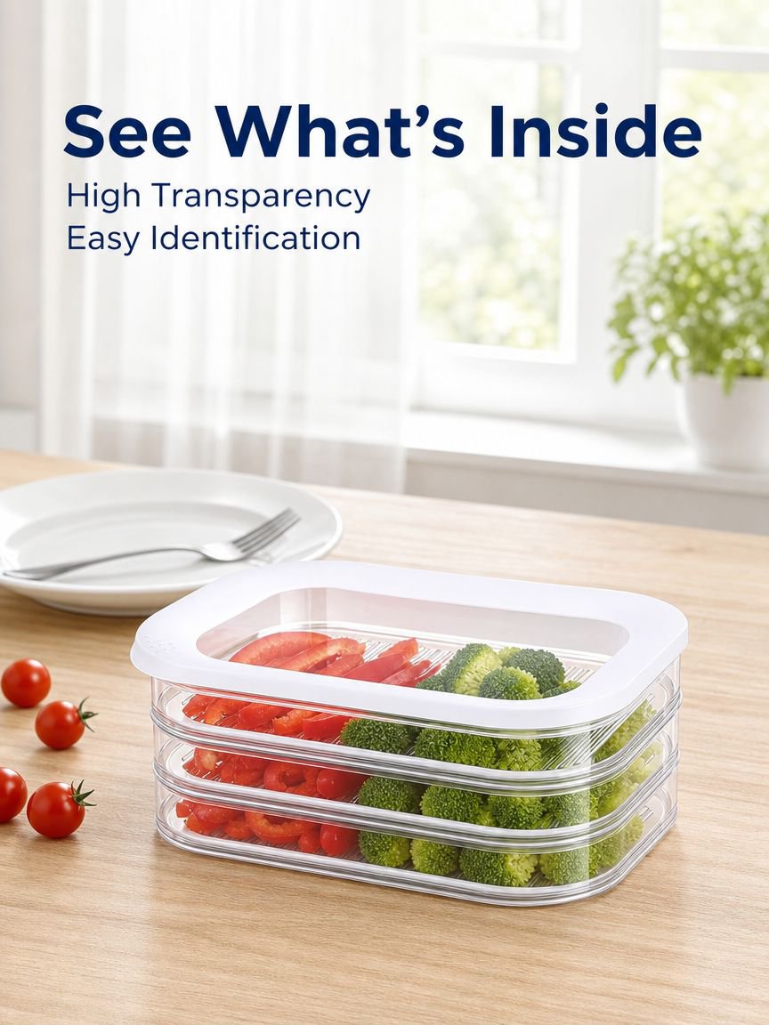 Food Fresh-keeping Portion Box, Freezer Sealed Storage Box, Multi-layer Refrigerator Organizer