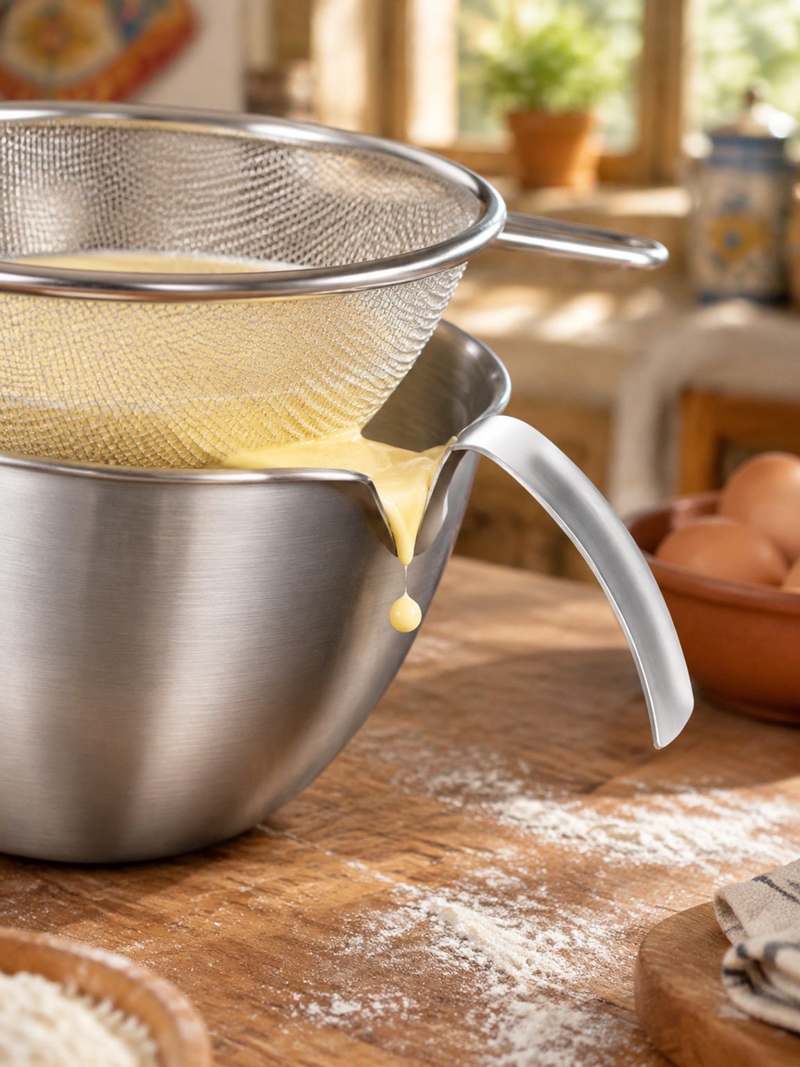 Tazón de acero inoxidable con medidas internas para recetas precisas