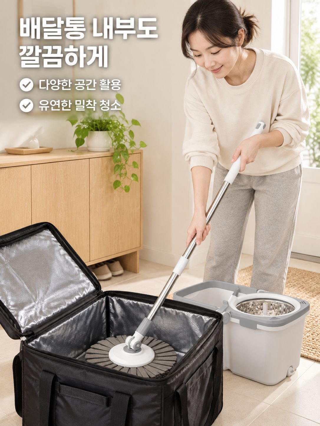 강화 세척 일체 대걸레 배달통