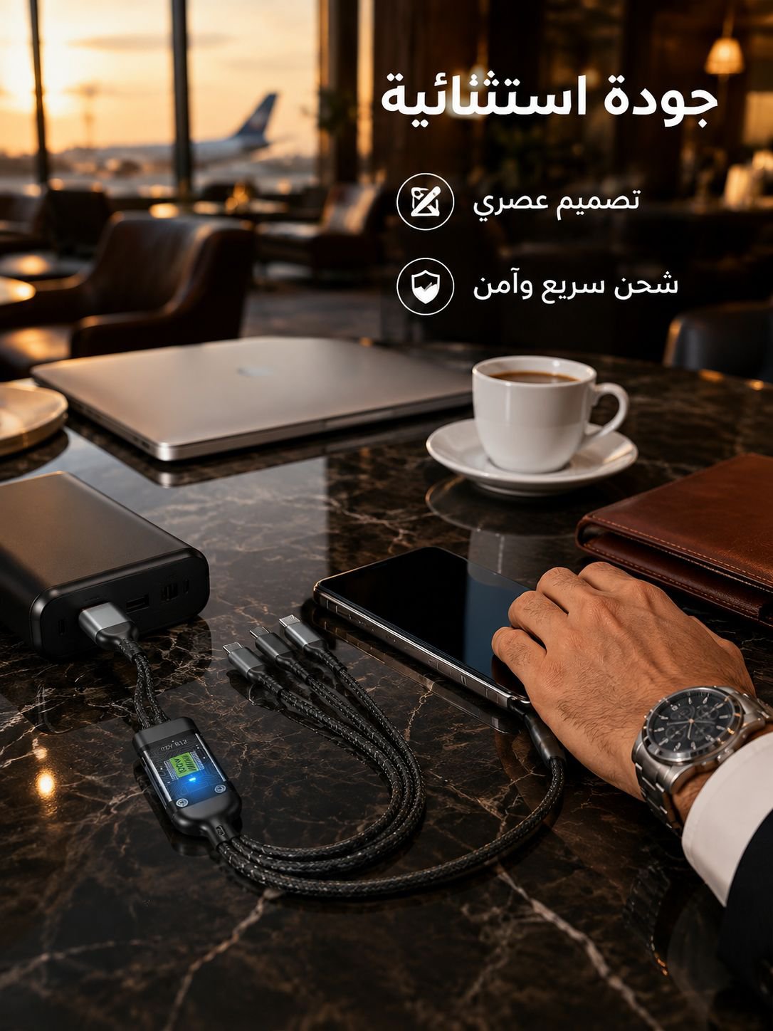 كابل بيانات 3 في 1 شفاف ومضيئ وسريع الشحن