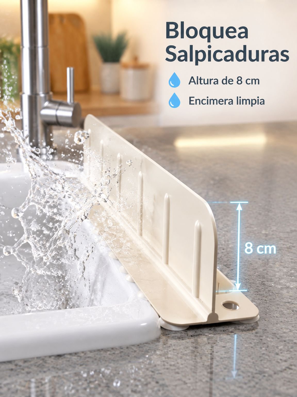Panel plegable de protección contra salpicaduras para fregadero