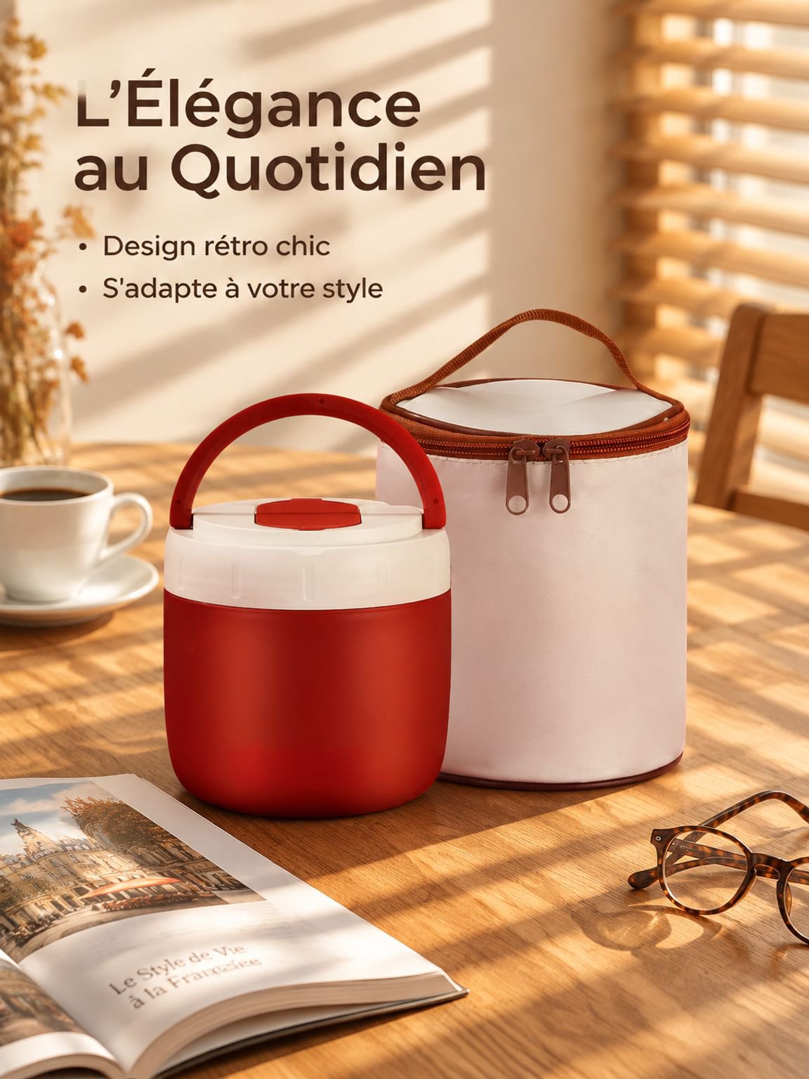 Boîte repas isotherme en inox avec poignée pour transporter son déjeuner