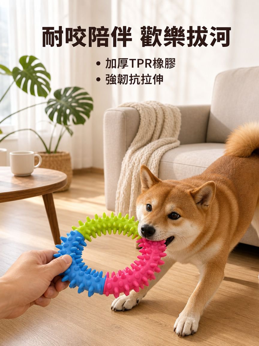 狗狗啃咬橡膠玩具