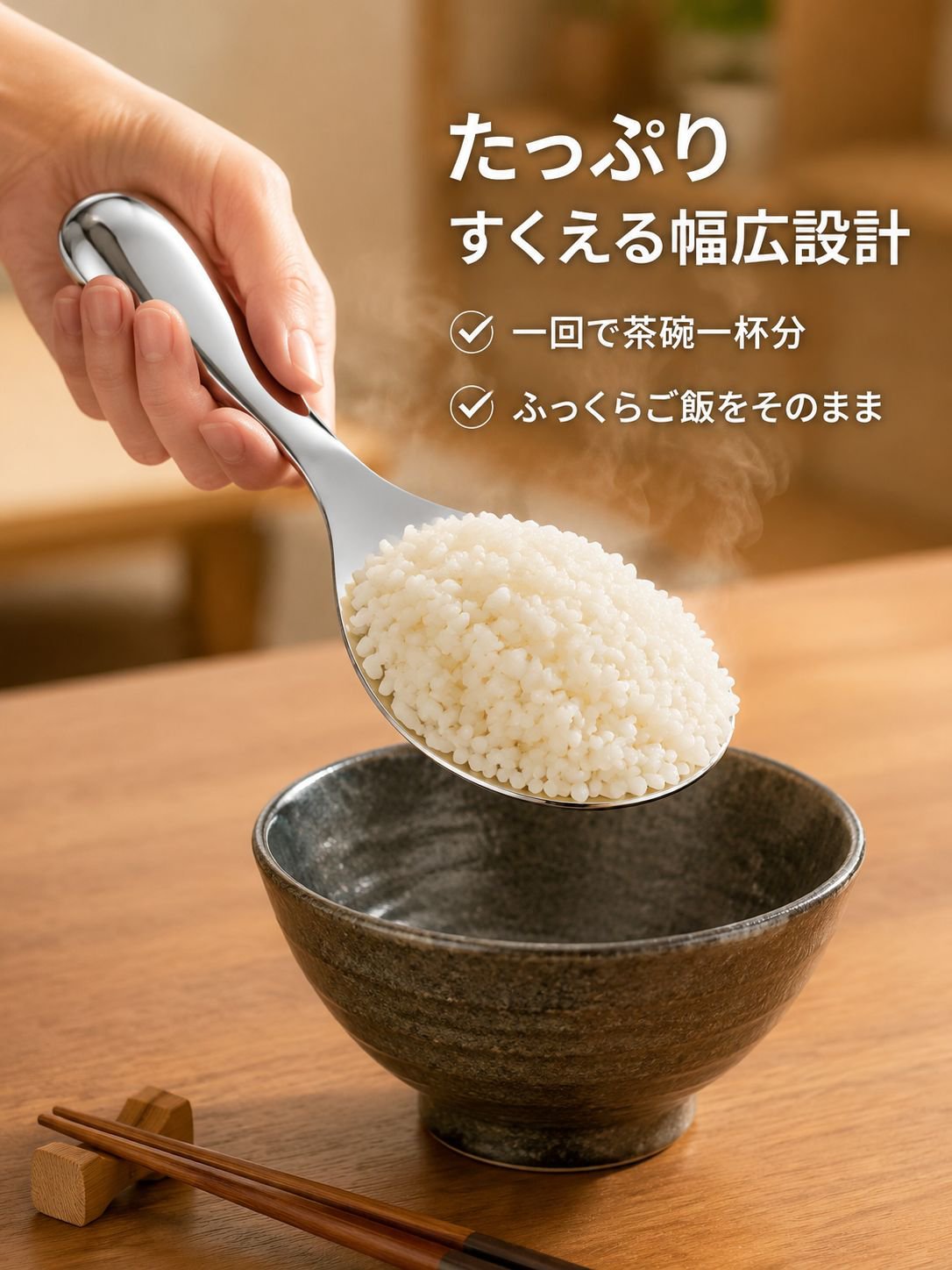 大きめの焦げ付き防止ご飯用ヘラ
