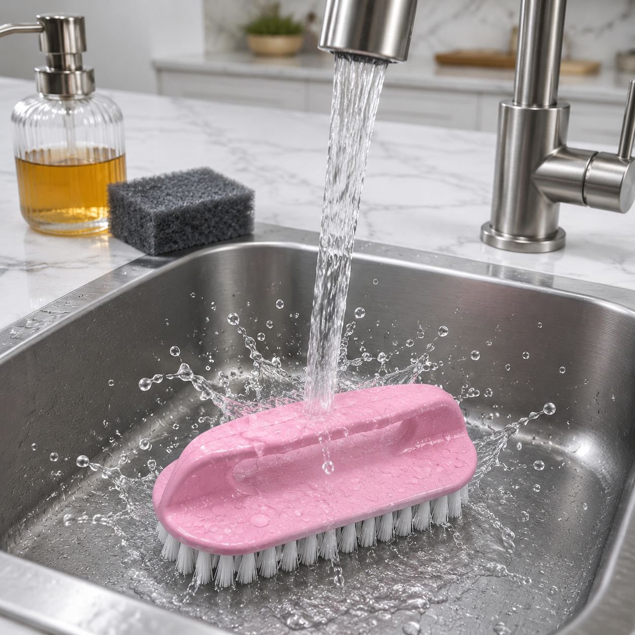 Close-up of hard bristles for deep cleaning