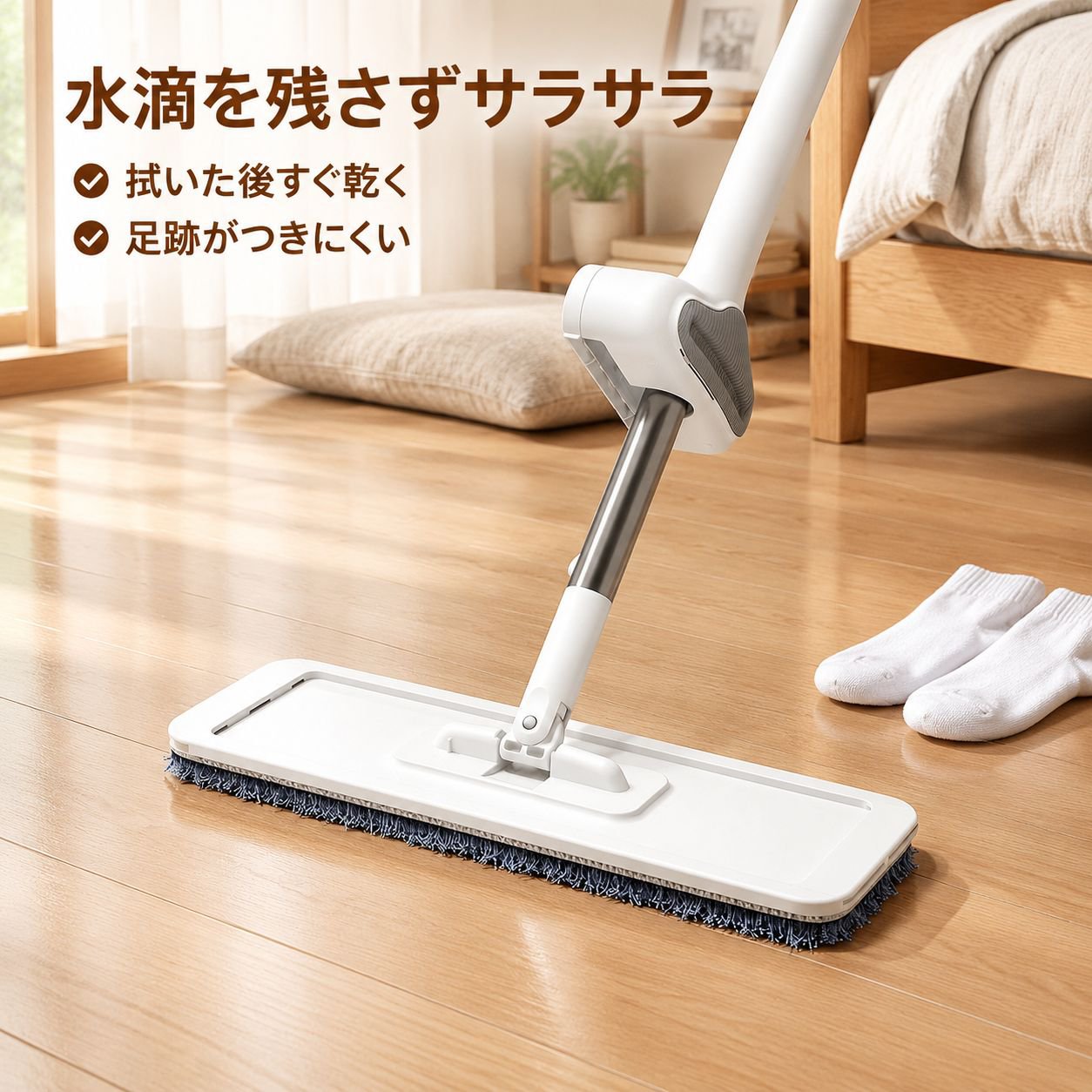 ハンズフリー フラットモップ フローリング タイル床兼用 家庭用 モップ