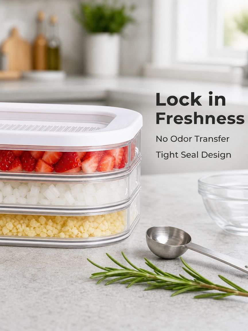 Food Fresh-keeping Portion Box, Freezer Sealed Storage Box, Multi-layer Refrigerator Organizer