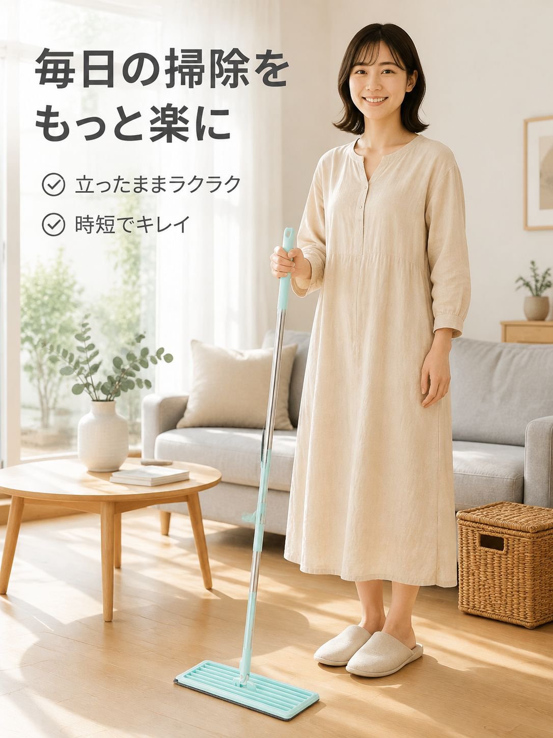 手洗い不要の回転式モップ