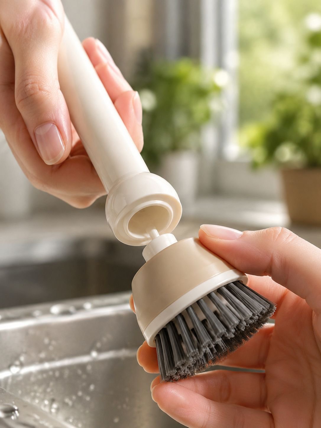 Easy grip pot brush cleaning cookware