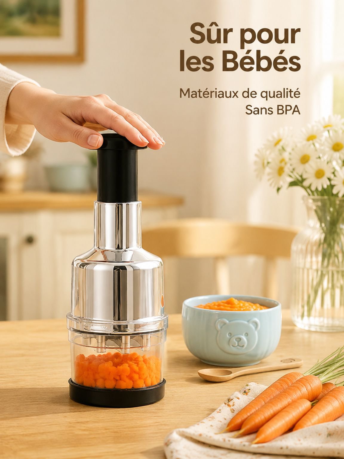 Accessoire de cuisine pratique pour hacher l'ail