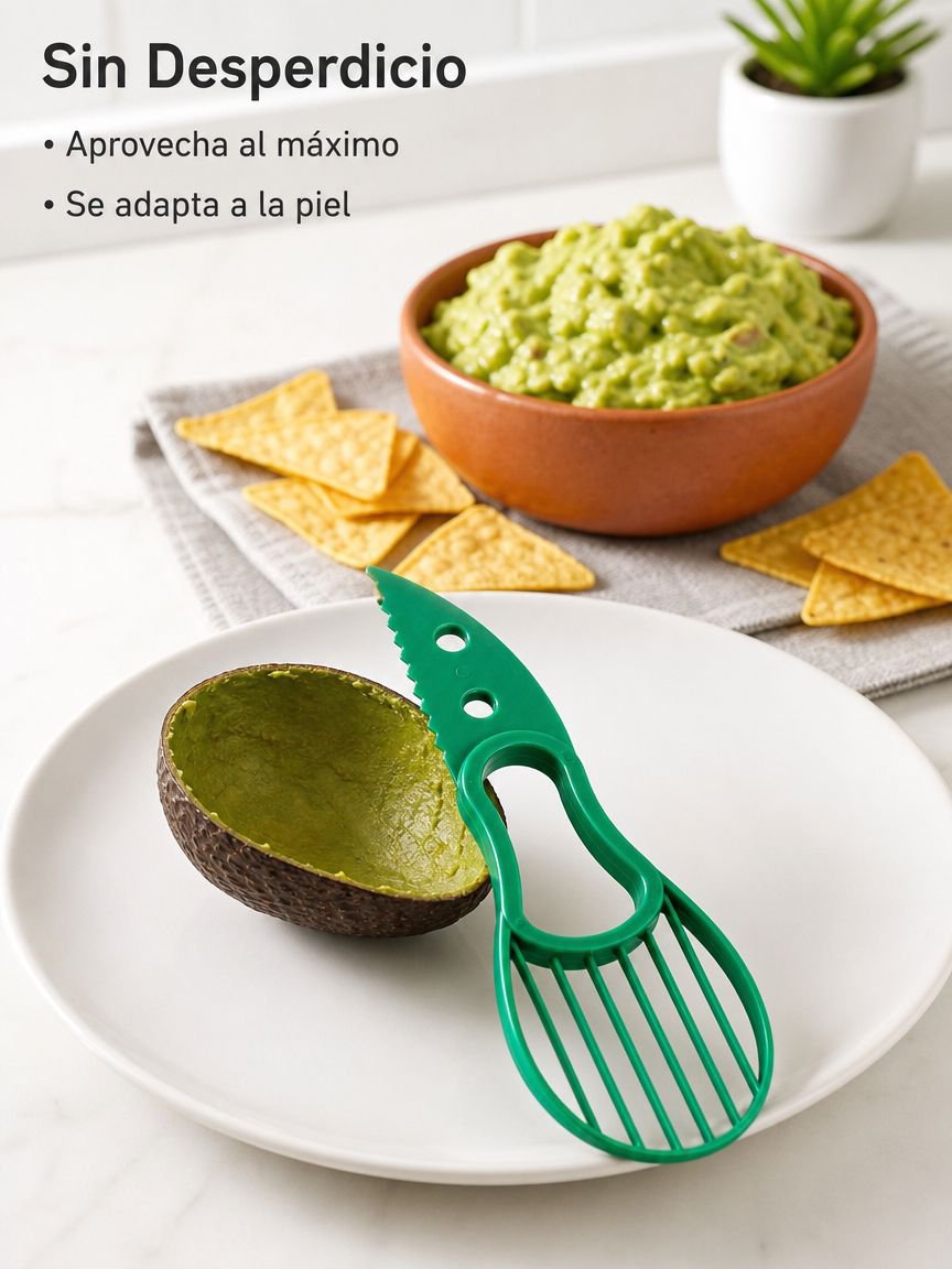 Utensilio 3 en 1 para pelar, cortar en rodajas y deshuesar aguacates