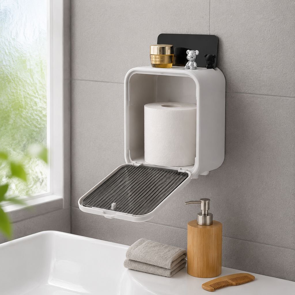 トイレットペーパーをしっかり守る防水ボックス