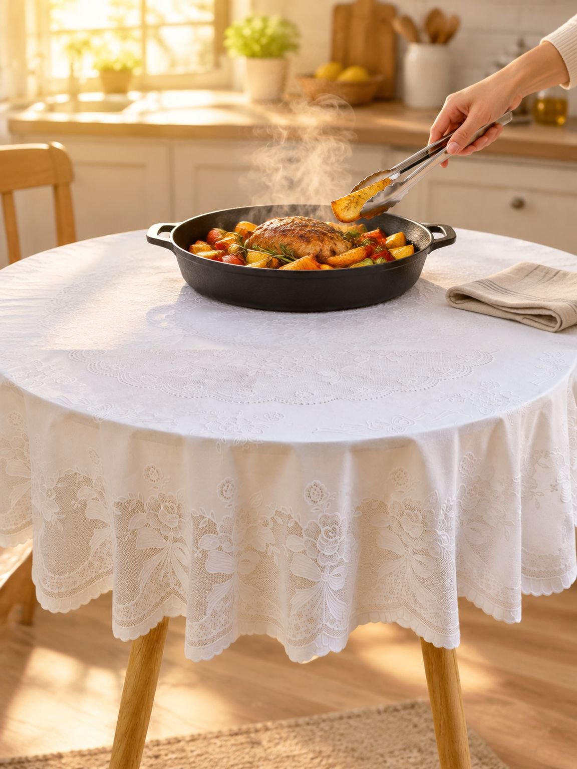 Elegant simple round tablecloth for home decor