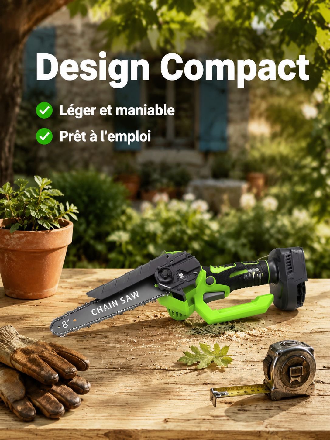 Scie manuelle à branches 8 pouces pour jardinage et menuiserie