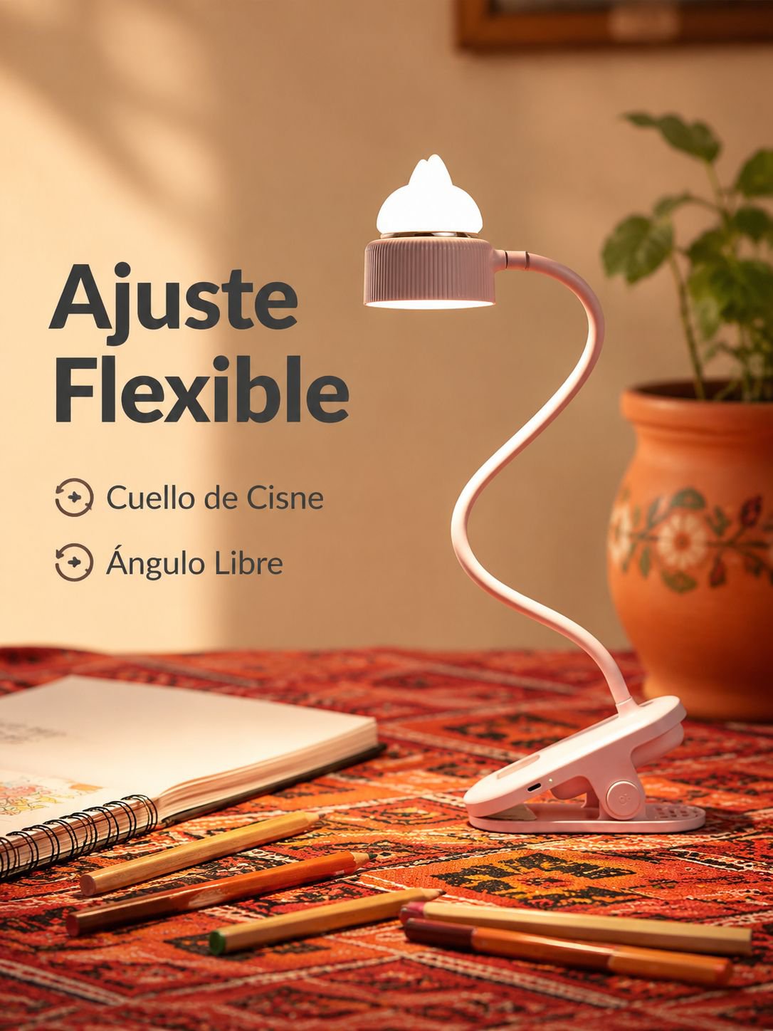 Lámpara de lectura inalámbrica con clip